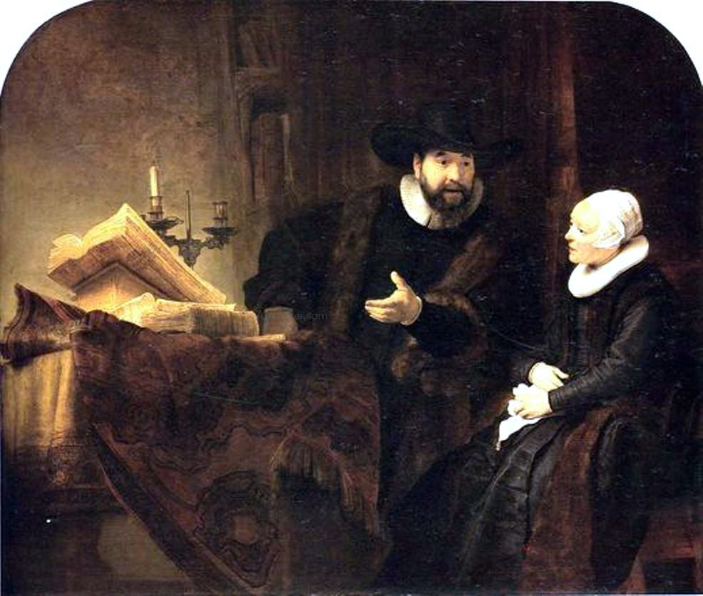 Rembrandt Van Rijn Double Portrait of Cornelisz Claesz Anslo and his Wife Aeltje Gerritsdr Schouten - Hand Painted Oil Painting