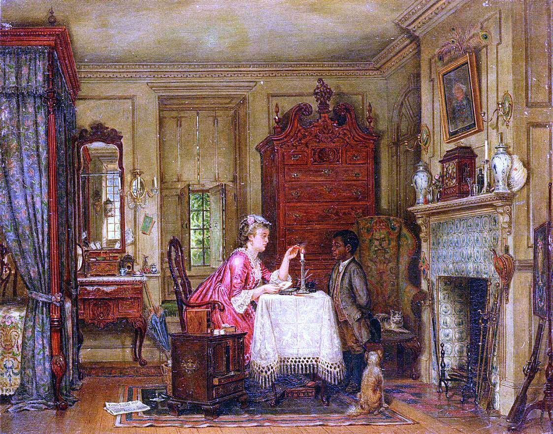 Edward Lamson Henry Drafting the Letter - Hand Painted Oil Painting