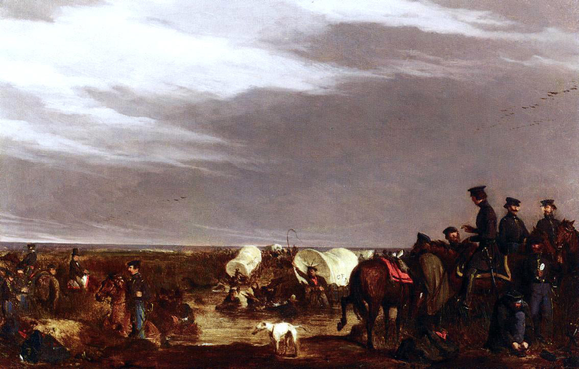 Charles Deas Dragoons Crossing River - Hand Painted Oil Painting