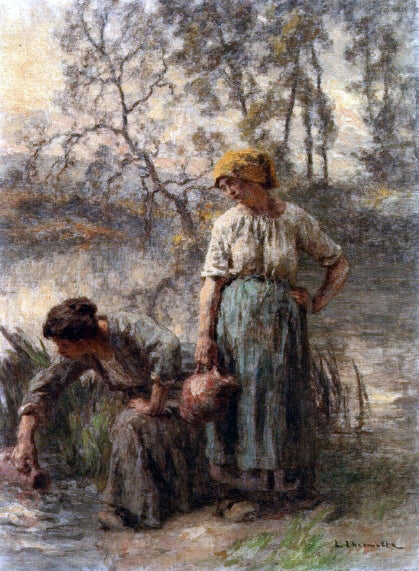 Leon Augustin L'hermitte) Drawing Water - Hand Painted Oil Painting
