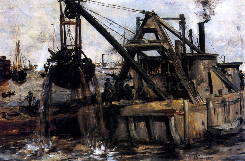 John Twachtman Dredging in the East River - Hand Painted Oil Painting