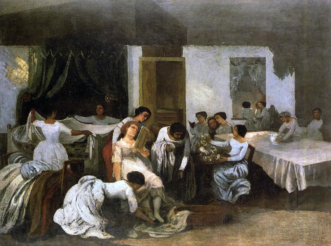 Gustave Courbet Dressing the Dead Girl (also known as Dressing the Bride) - Hand Painted Oil Painting