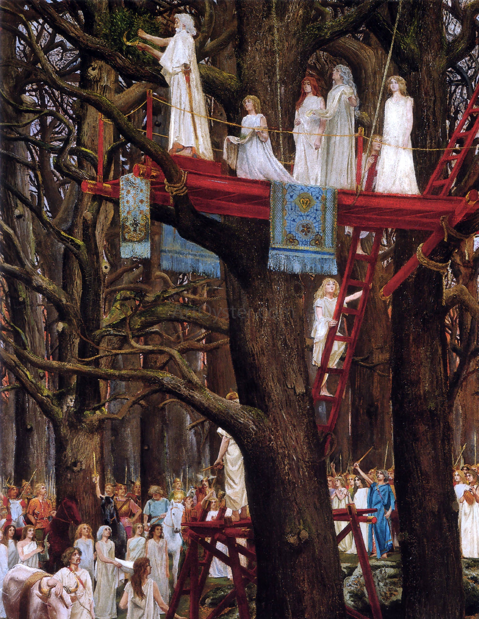  Henri Paul Motte Druids Cutting the Mistletoe on the Sixth Day of the Moon - Hand Painted Oil Painting