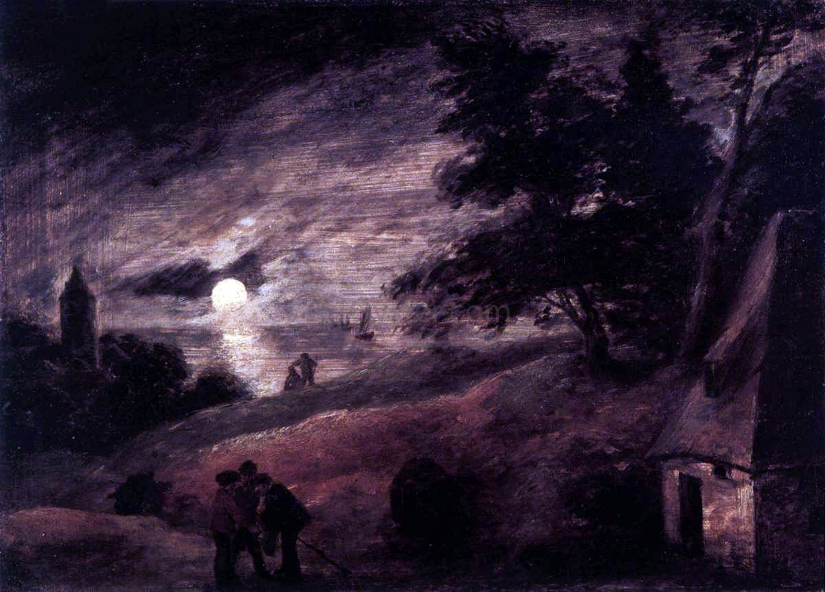  Adriaen Brouwer Dune Landscape by Moonlight - Hand Painted Oil Painting