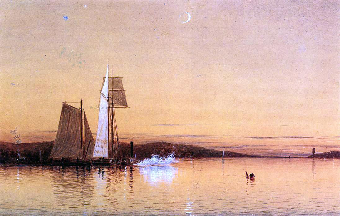 Francis A Silva Dusk on the Hudson - Hand Painted Oil Painting