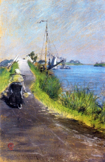 William Merritt Chase Dutch Canal (also known as Canal Path Holland) - Hand Painted Oil Painting