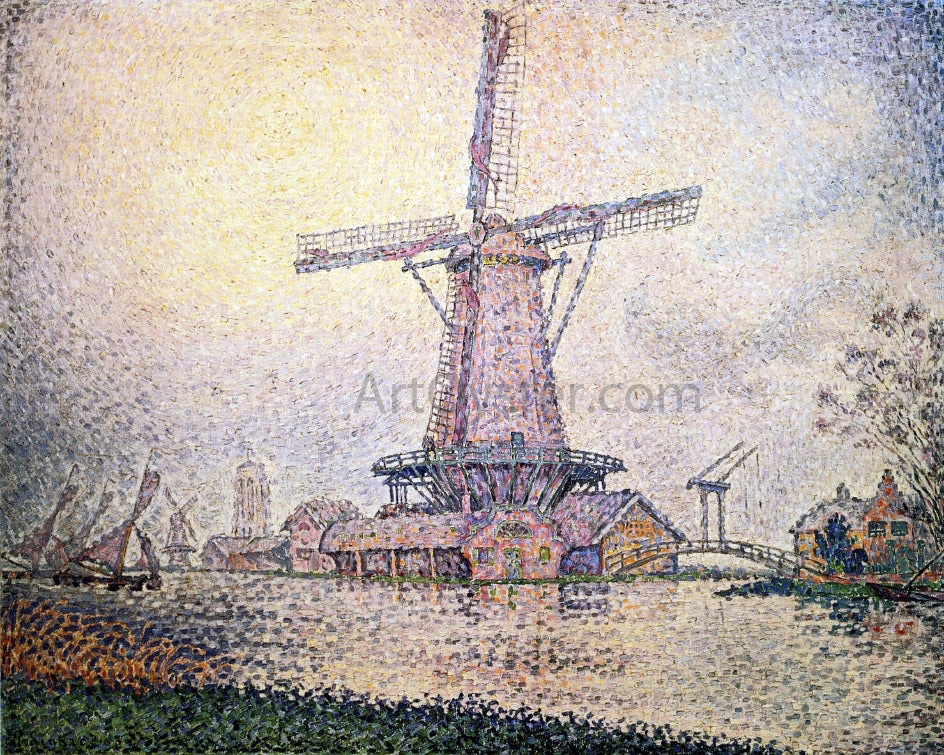 Paul Signac Dutch Mill at Edam - Hand Painted Oil Painting