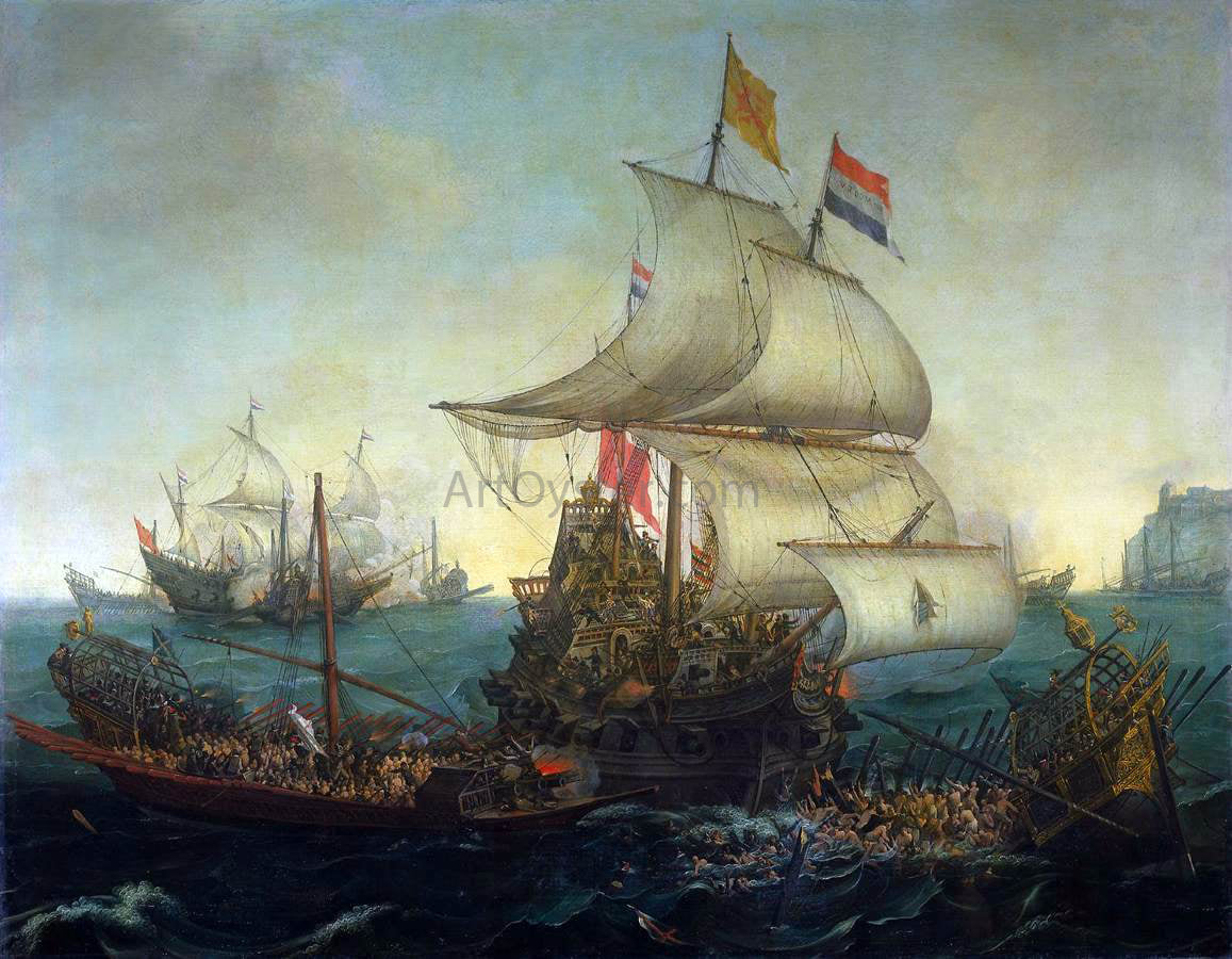 Hendrick Cornelisz Vroom Dutch Ships Ramming Spanish Galleys off the Flemish Coast in October 1602 - Hand Painted Oil Painting