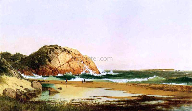 Thomas Hicks Eagle Rock, Manchester Beach, Massachusetts (after Kensett) - Hand Painted Oil Painting