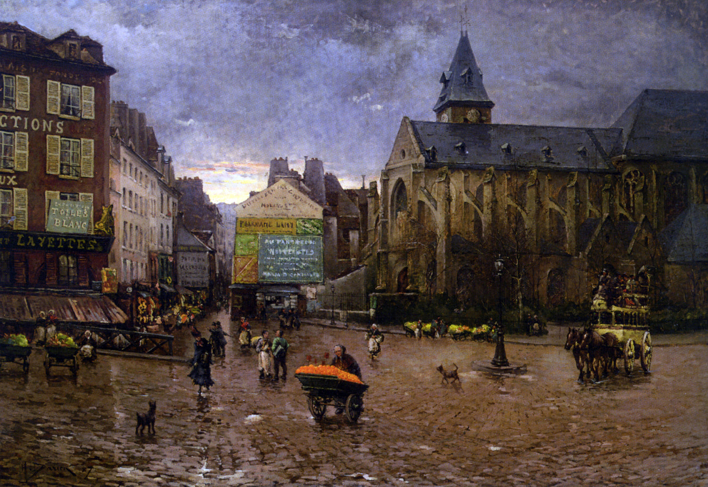 Henri Gaston Darien Early morning near l'eglise de St. Medard, Paris - Hand Painted Oil Painting