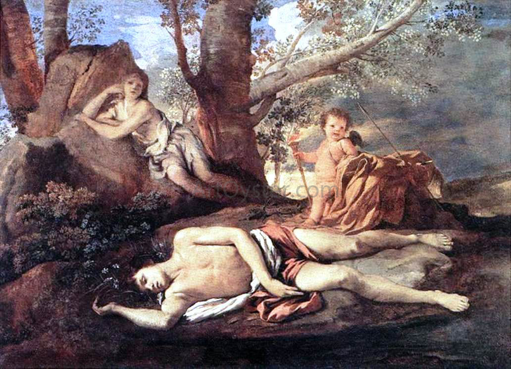 Nicolas Poussin Echo and Narcissus - Hand Painted Oil Painting