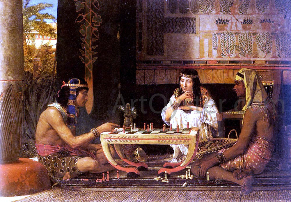 Sir Lawrence Alma-Tadema Egyptian Chess Players - Hand Painted Oil Painting