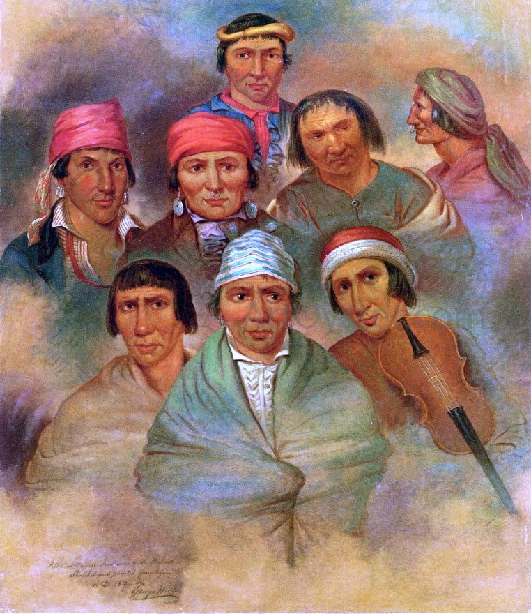 George Winter Eight Potawatomi Natives - Hand Painted Oil Painting
