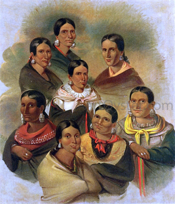 George Winter Eight Potawatomi Women - Hand Painted Oil Painting