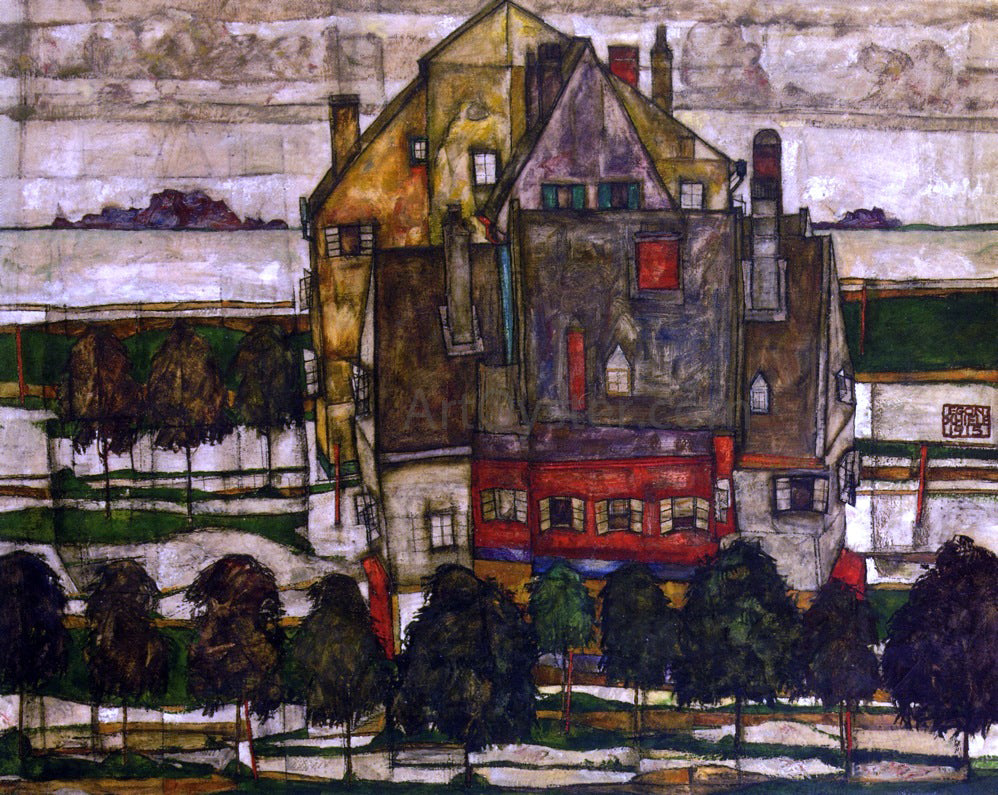 Egon Schiele Einzeine Hauser - Hand Painted Oil Painting