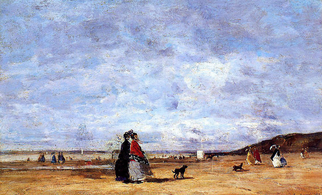 Eugene-Louis Boudin Elegant Women on the Beach - Hand Painted Oil Painting