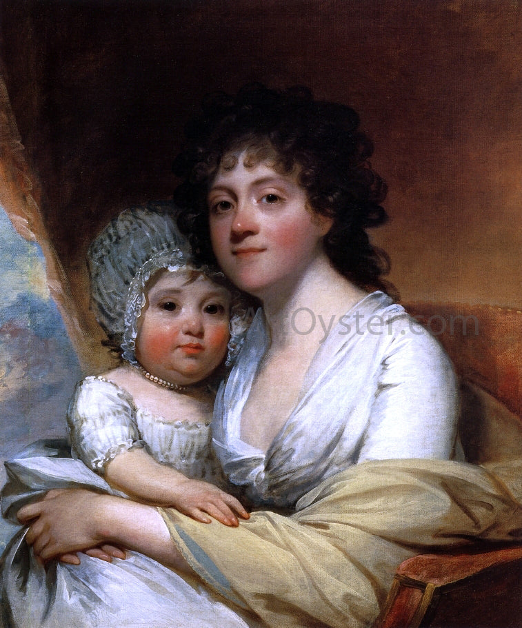 Gilbert Stuart Elizabeth Corbin Griffin Gatliff and Her Daughter Elizabeth - Hand Painted Oil Painting