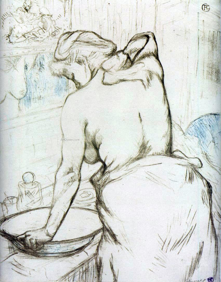 Henri De Toulouse-Lautrec Elles: Woman at Her Toilette, Washing Herself - Hand Painted Oil Painting