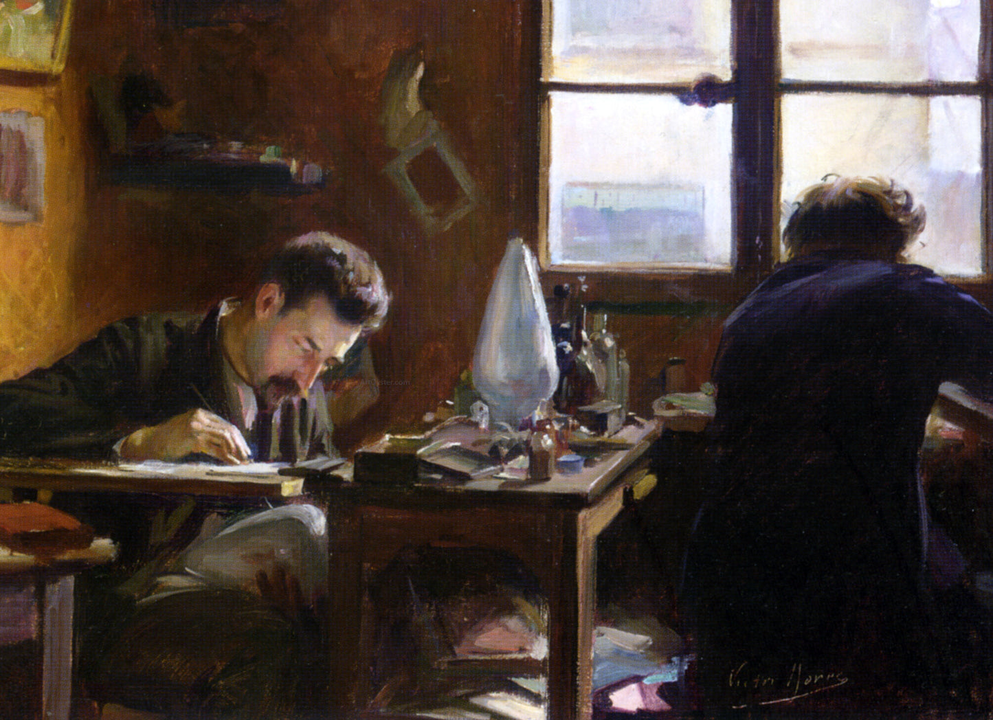 Victor Marec Emile Galle in his Studio - Hand Painted Oil Painting