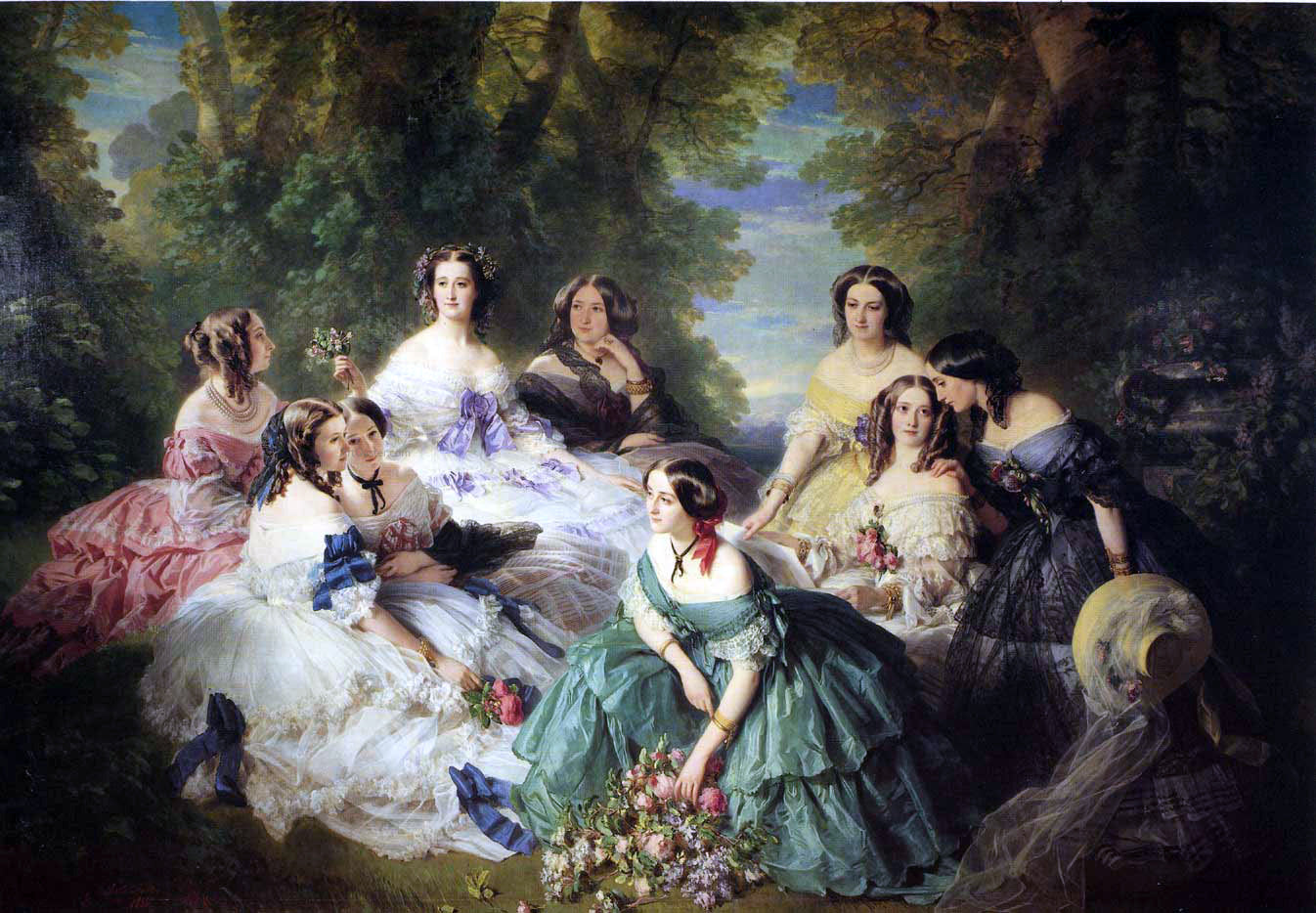  Franz Xavier Winterhalter Empress Eugenie Surrounded by her Ladies in Waiting - Hand Painted Oil Painting