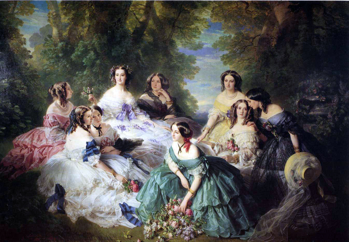 Franz Xavier Winterhalter Empress Eugenie Surrounded by her Ladies in Waiting - Hand Painted Oil Painting