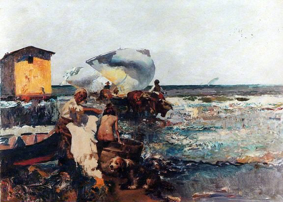 Jose Navarro Llorens En el Puerto - Hand Painted Oil Painting