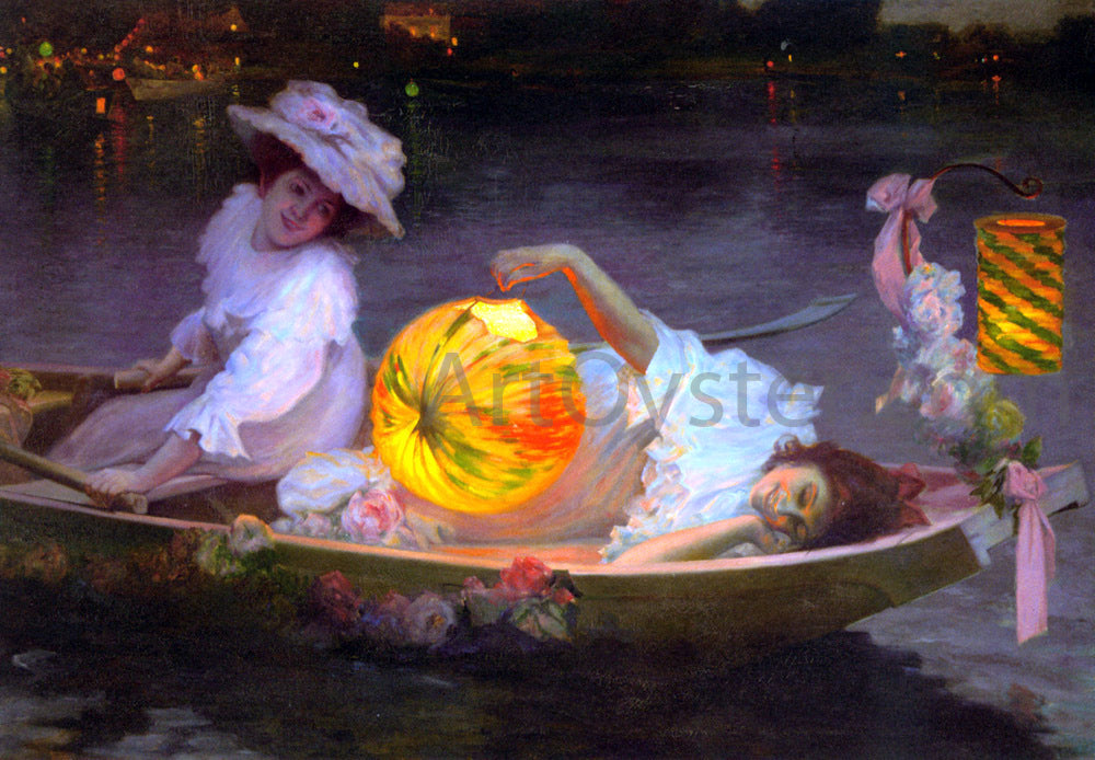 Ulpiano Checa En la Barca - Hand Painted Oil Painting