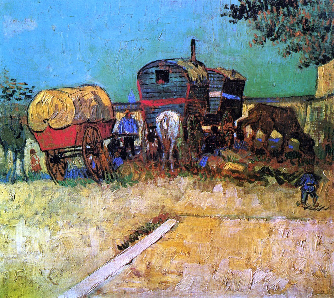 Vincent Van Gogh An Encampment of Gypsies with Caravans - Hand Painted Oil Painting