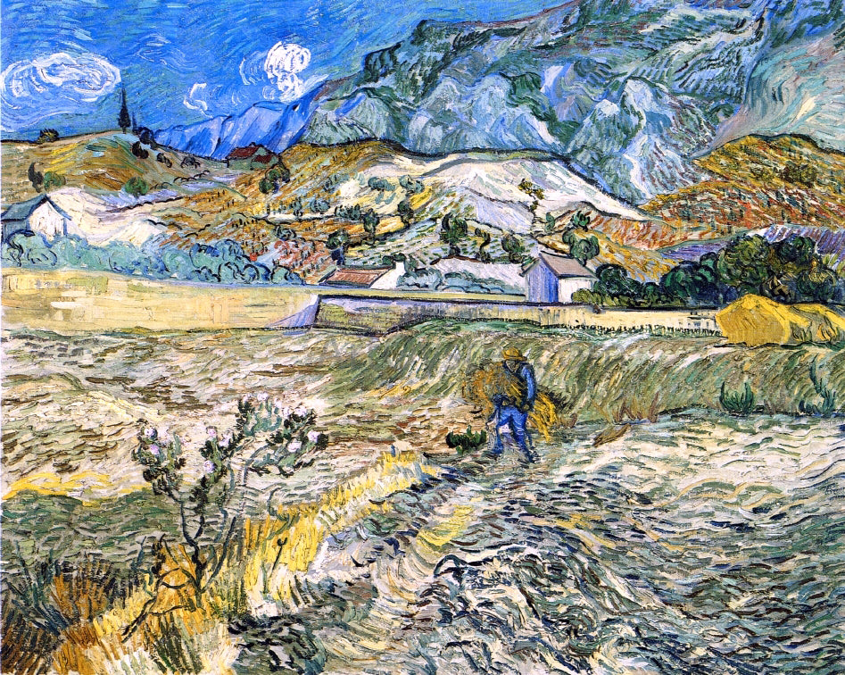 Vincent Van Gogh Enclosed Field with Peasant (also known as Landscape at Saint-Remy) - Hand Painted Oil Painting