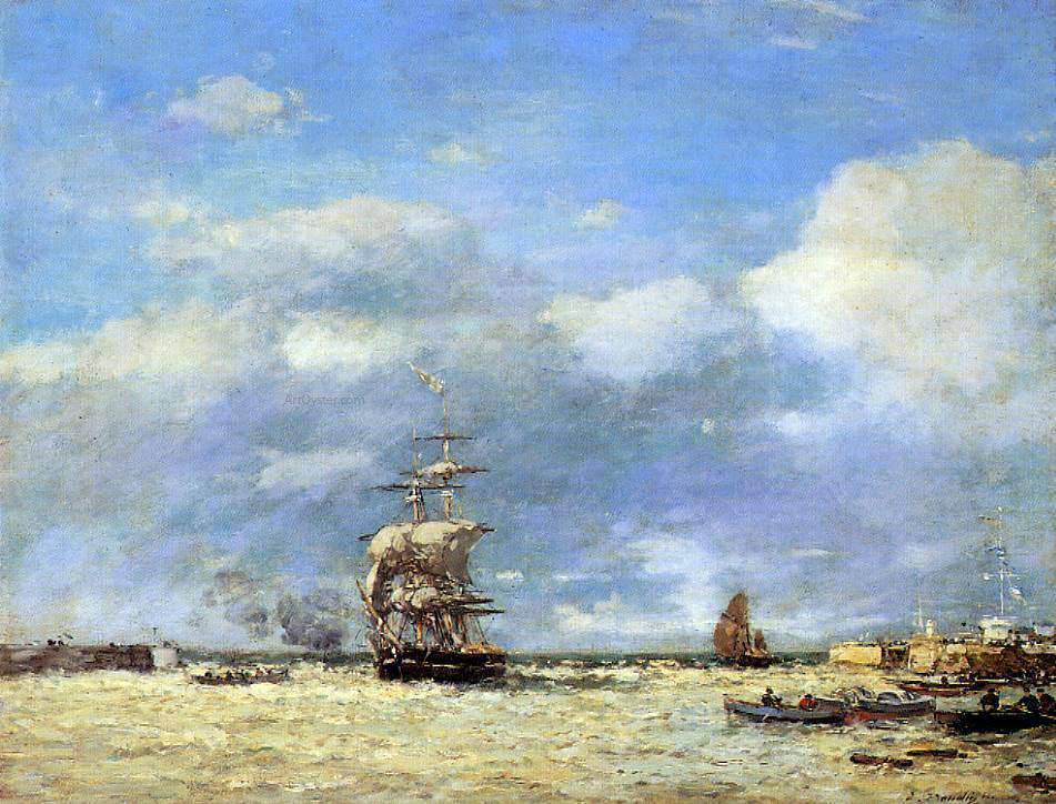 Eugene-Louis Boudin Entering the Port of Havre - Hand Painted Oil Painting