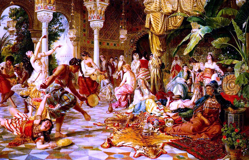 Belisario Gioja Entertainment In the Harem - Hand Painted Oil Painting