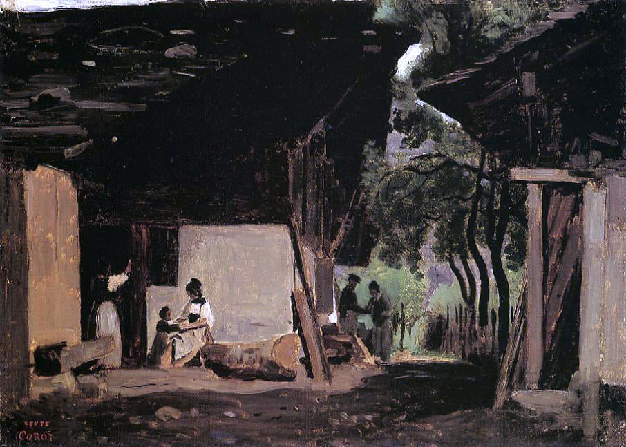 Jean-Baptiste-Camille Corot Entrance to a Chalet in the Bernese Oberland - Hand Painted Oil Painting