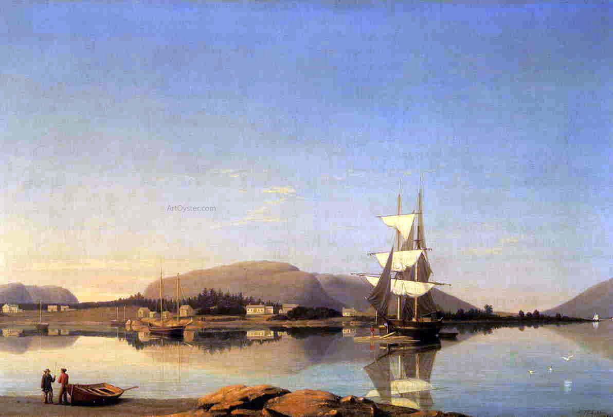 Fitz Hugh Lane Entrance to Somes Sound from Southwest Harbor - Hand Painted Oil Painting