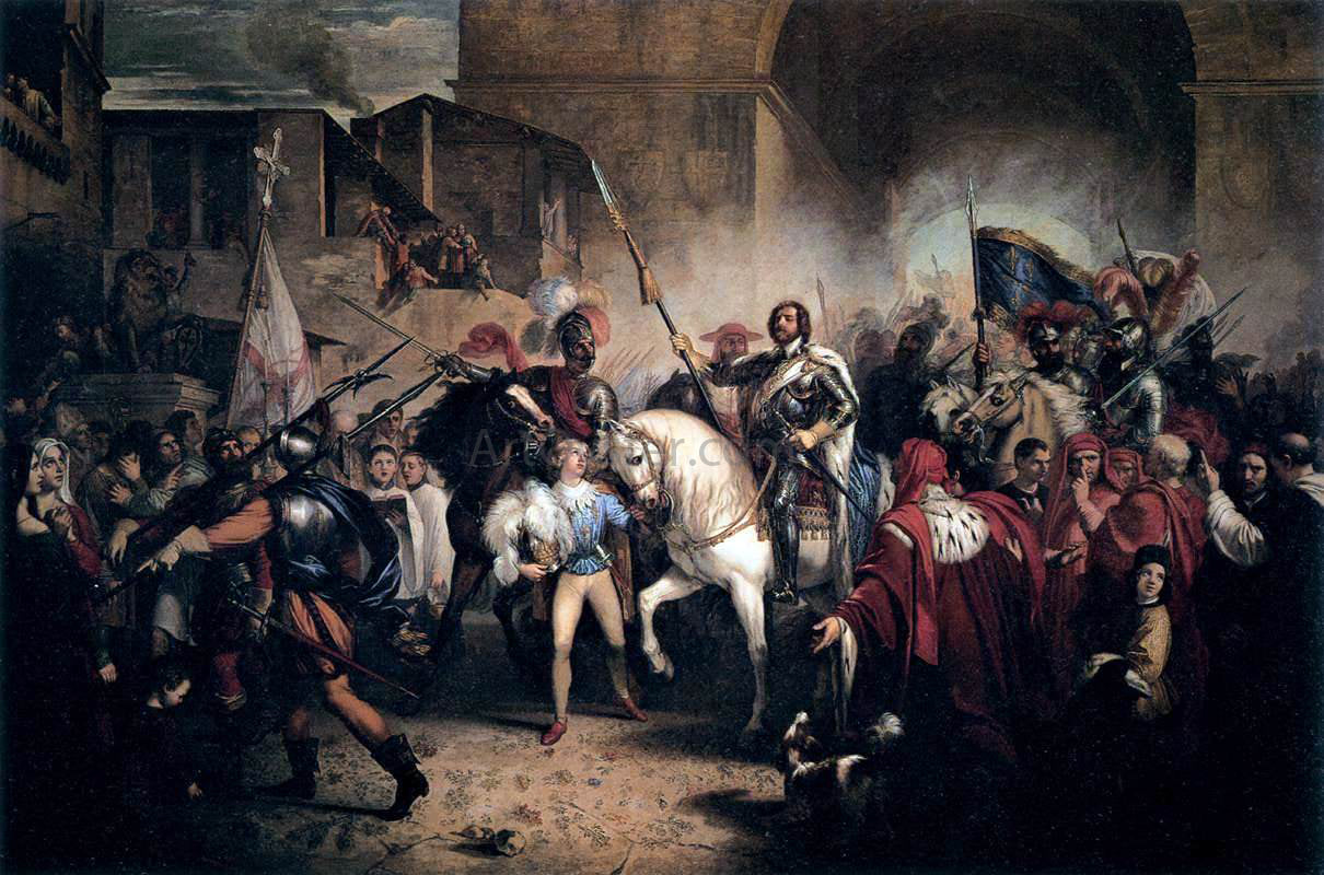 Giuseppe Bezzuoli Entry of Charles VIII into Florence - Hand Painted Oil Painting