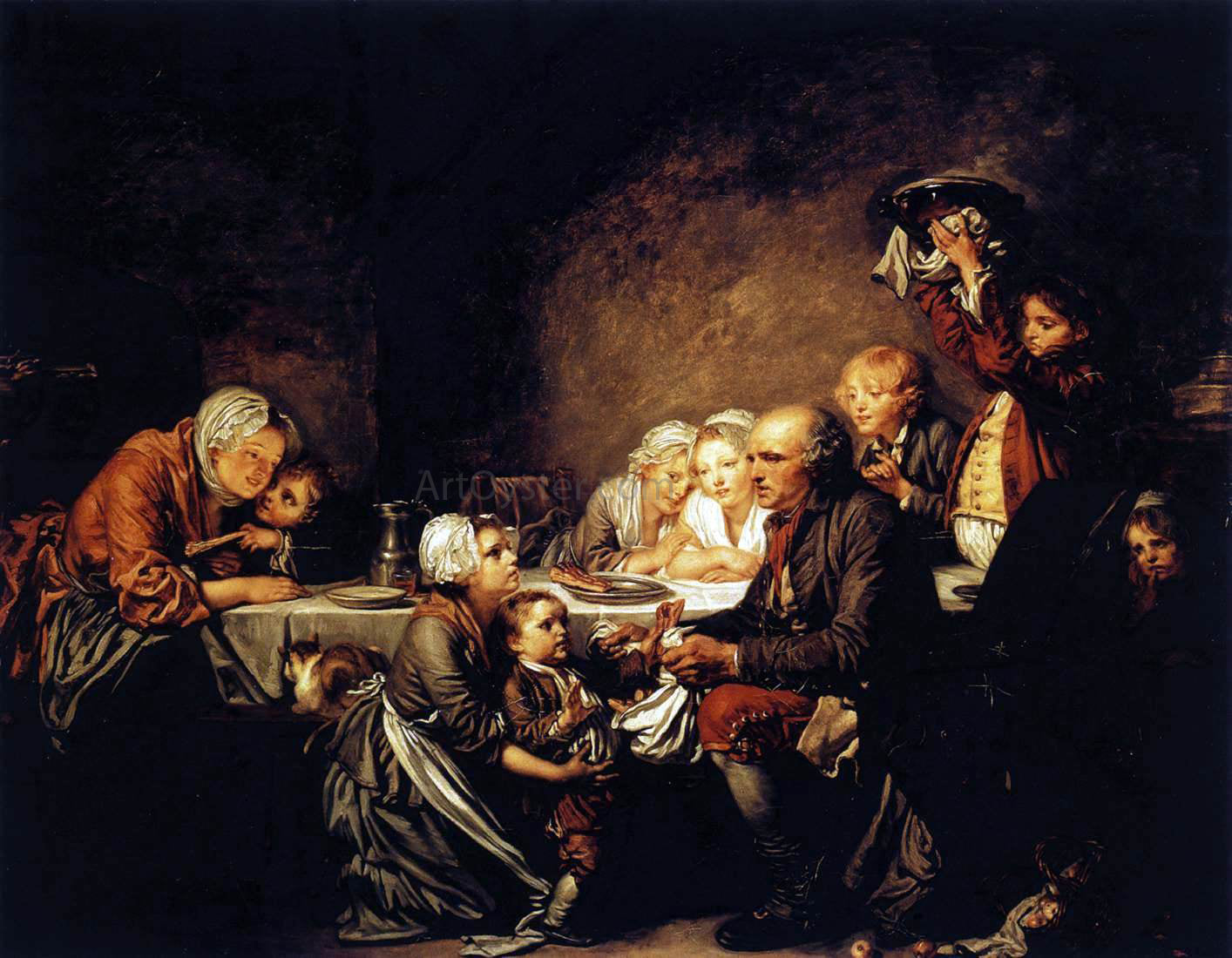  Jean Baptiste Greuze Epiphany (Le gateau des rois) - Hand Painted Oil Painting