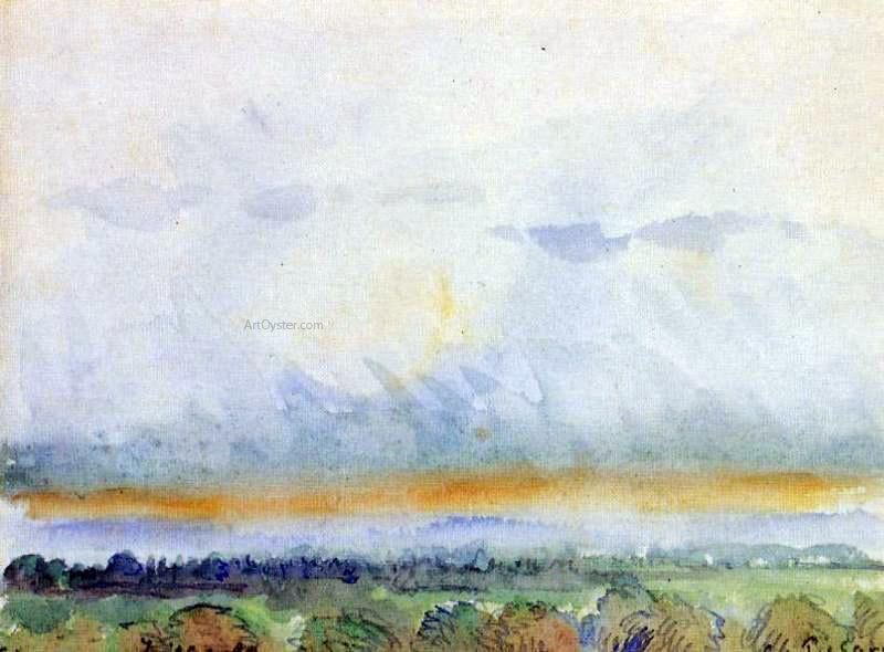 Camille Pissarro Eragny, Sunset - Hand Painted Oil Painting