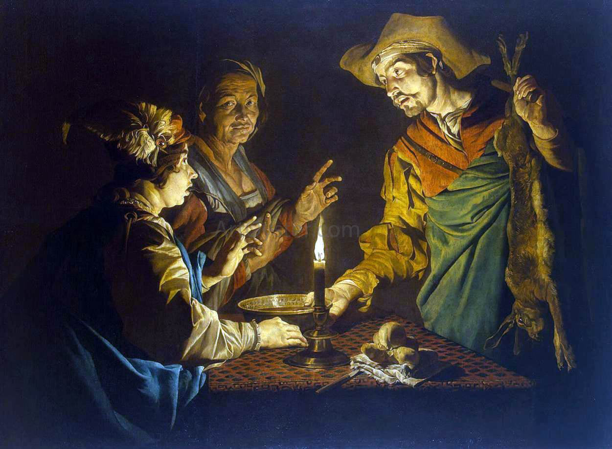 Matthias Stom Esau and Jacob - Hand Painted Oil Painting