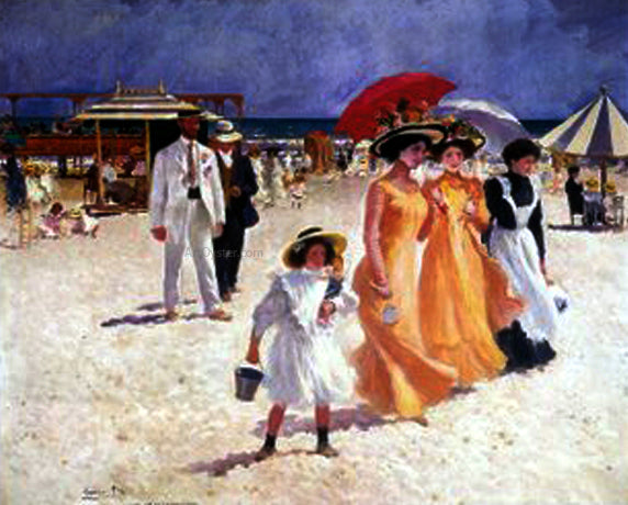 Cecilio Pla y Gallardo Escena en la Playa - Hand Painted Oil Painting
