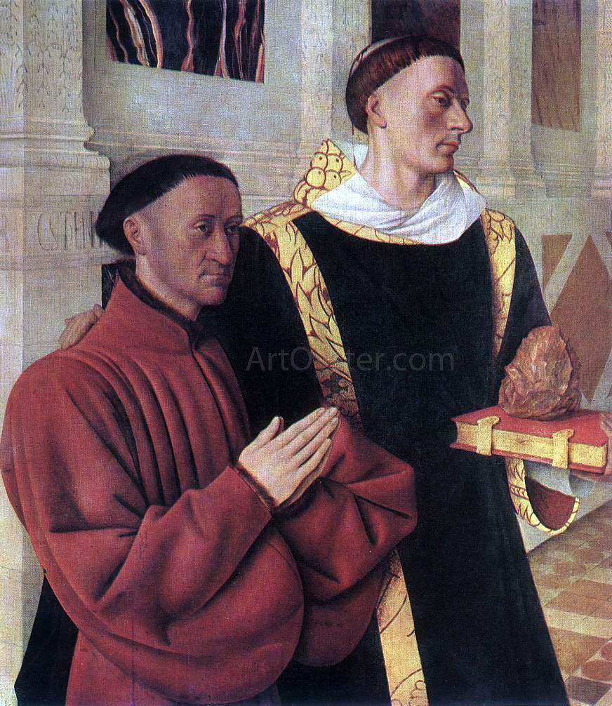 Jean Fouquet Estienne Chevalier with St Stephen - Hand Painted Oil Painting