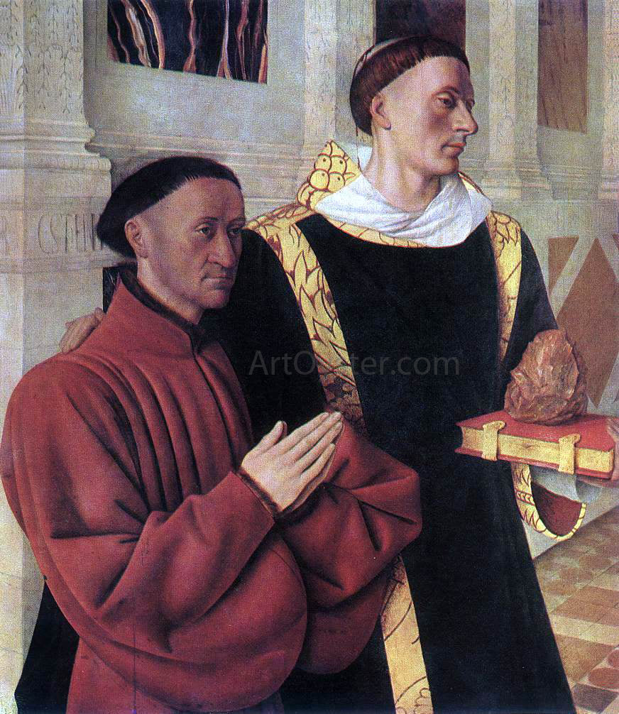 Jean Fouquet Estienne Chevalier with St Stephen - Hand Painted Oil Painting