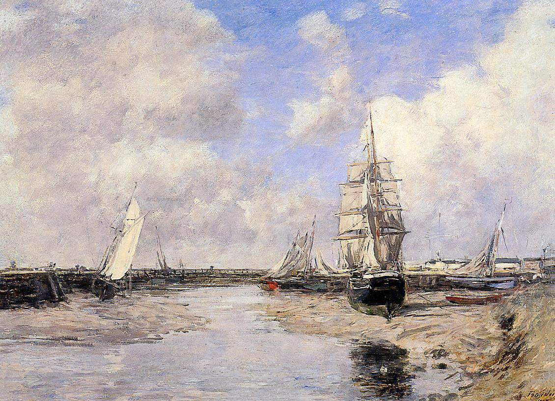 Eugene-Louis Boudin Estuary at Trouville - Hand Painted Oil Painting