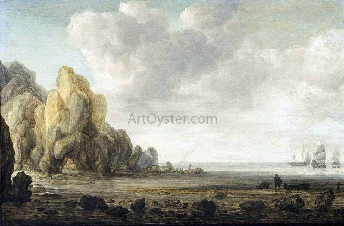 Simon De Vlieger Estuary Scene - Hand Painted Oil Painting