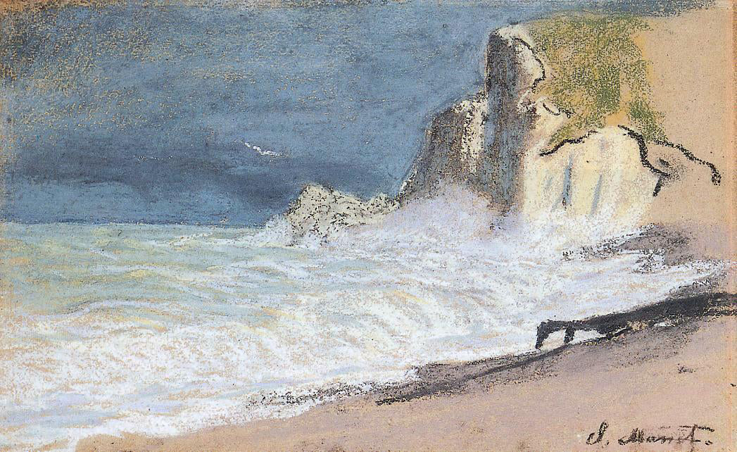 Claude Oscar Monet Etretat - Amont Cliff, Rough Weather - Hand Painted Oil Painting