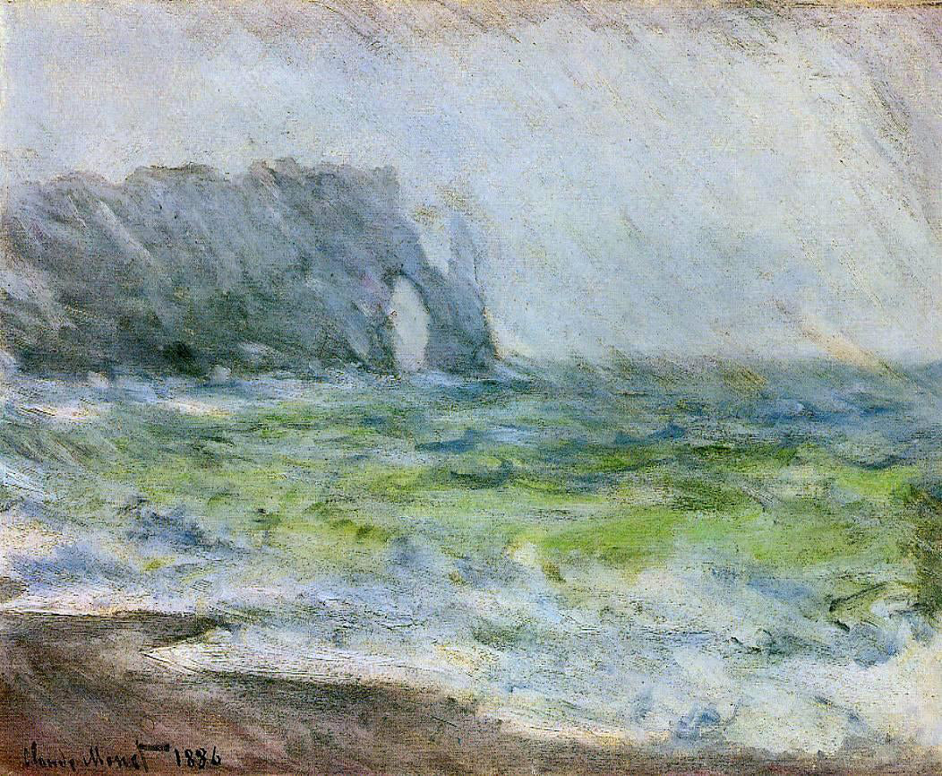 Claude Oscar Monet Etretat in the Rain - Hand Painted Oil Painting