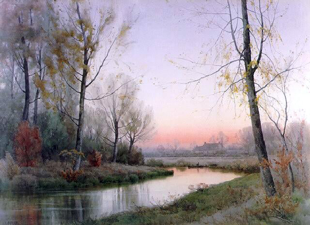 Henry Farrer Evening Along the River - Hand Painted Oil Painting