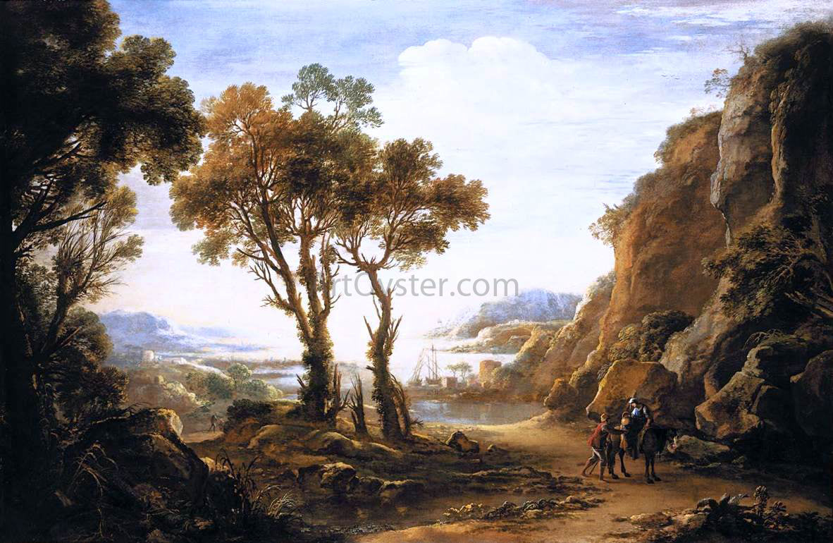Salvator Rosa Evening Landscape - Hand Painted Oil Painting
