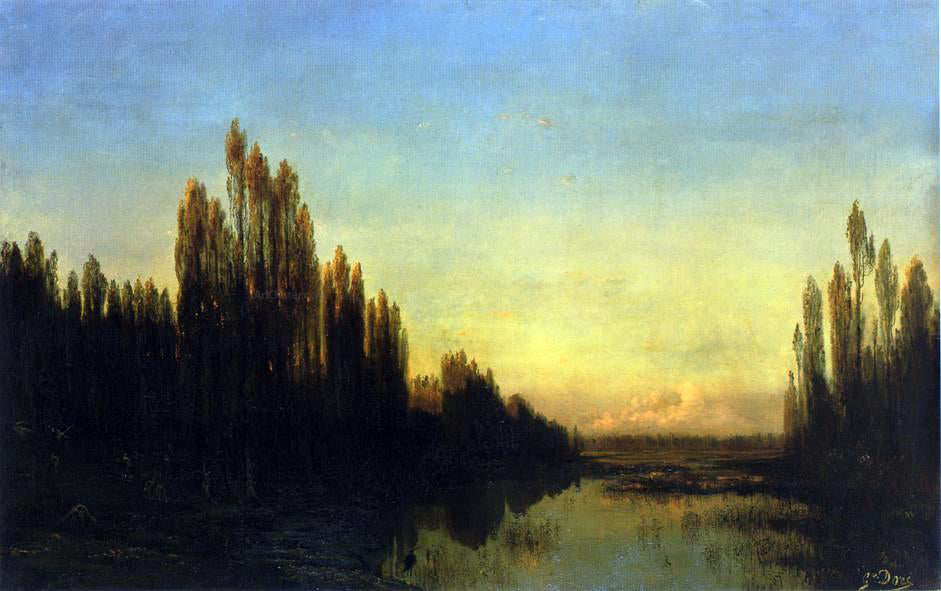 Jules Didier Evening on the Banks of the Rhine - Hand Painted Oil Painting