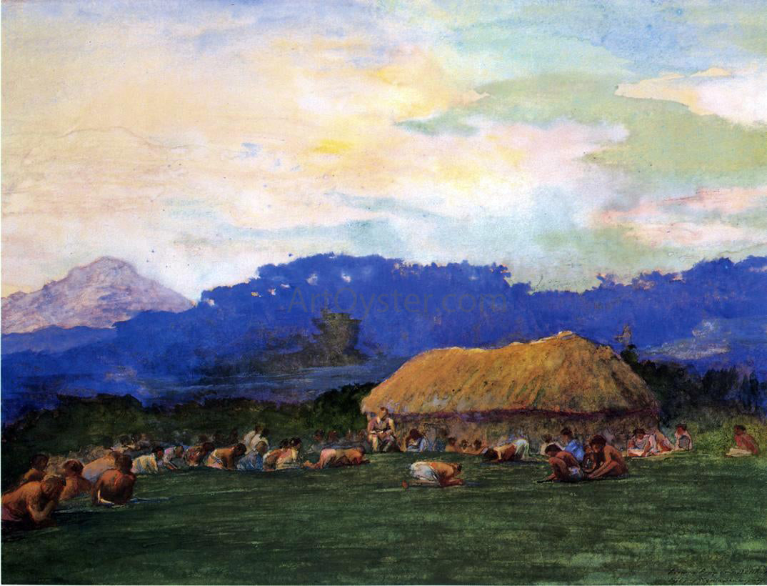John La Farge Evening Prayer in Devil Country, Fiji, Ngalawana, July 5, 1891 - Hand Painted Oil Painting