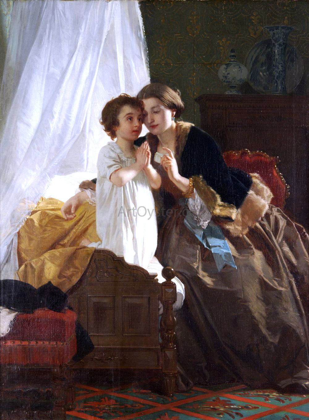 Eugene-Ernest Hillemacher An Evening Prayer - Hand Painted Oil Painting