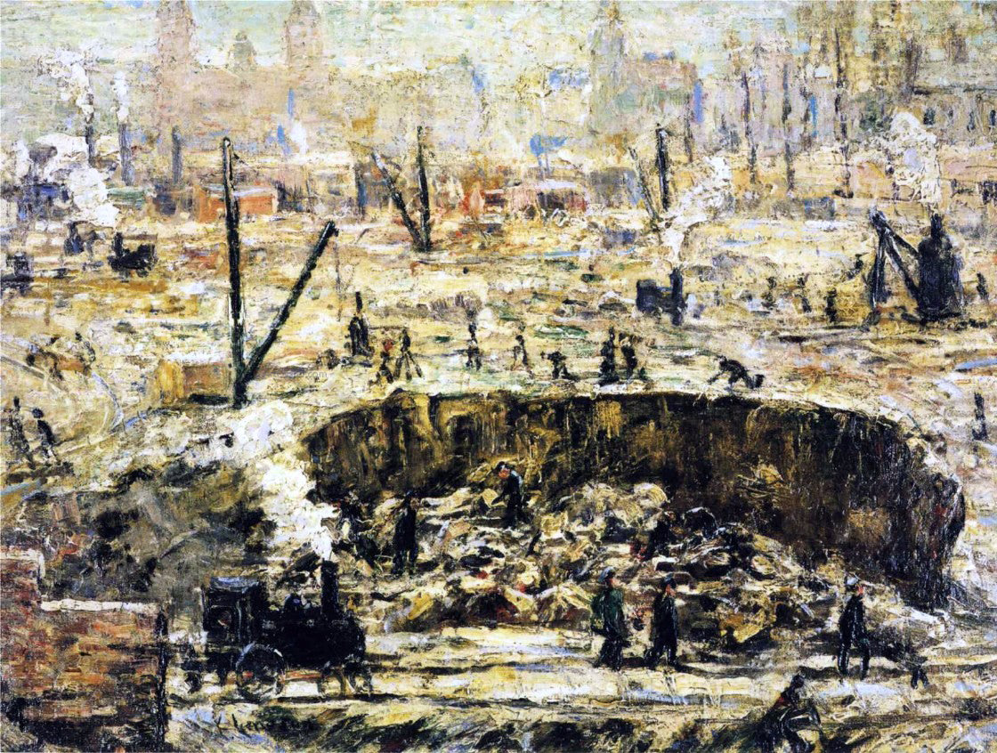  Ernest Lawson Excavation - Penn Station - Hand Painted Oil Painting